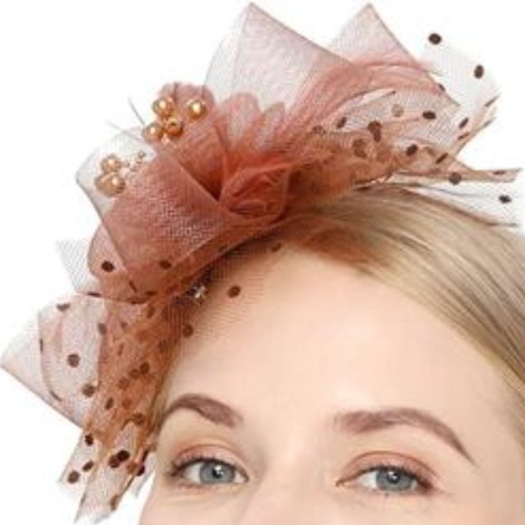 Fascinators Hat for Women Tea Party Headband Kentucky Derby Wedding Flower Brown